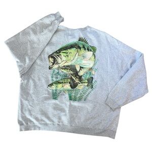 2XL Guy Harvey Gray Bass Fish Graphic Sweatshirt Crewneck Pullover